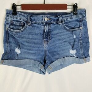 Old Navy Mid Rise Boyfriend Denim Shorts Distressed Cuffed‎ Womens 6